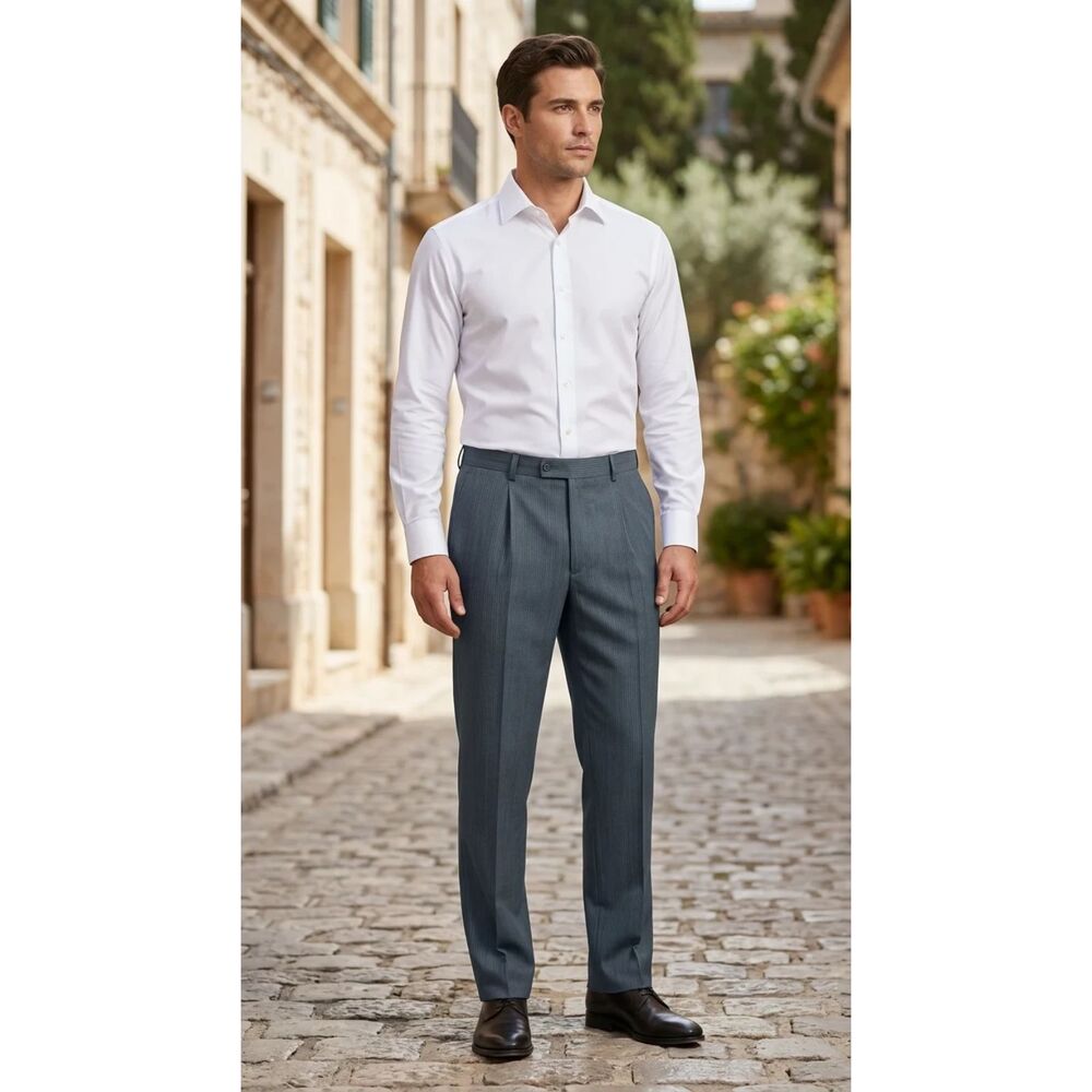 Donear Slate grey with subtle pinstripe Pants Size 32 Made in India